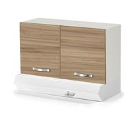 REDÒKASA Pensile per cucina componibile da 90 cm con due ante linea MAKA, realizzato in legno 100% MADE IN ITALY disponibile con o senza cappa (Con Cappa Bianca, Noce)