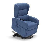 REDÒKASA Poltrona relax elettrica Bilbao per anziani, 2 motori, 2 o 4 ruote, reclinazione e alzapersona, kit optional batteria, braccioli estrabili e tavolino opzionale (4 Ruote, Blu)