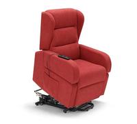 REDÒKASA Poltrona relax elettrica Bilbao per anziani, 2 motori, 2 o 4 ruote, reclinazione e alzapersona, kit optional batteria, braccioli estrabili e tavolino opzionale (4 Ruote, Rosso)