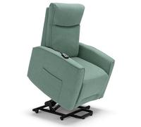 REDÒKASA Poltrona relax elettrica LONDRA per anziani, 2 motori, 2 ruote posteriori, Kit Optional Batteria, sistema reclinazione e alzapersona, tessuto idrorepellente (Con Kit Batteria, Salvia)