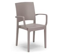 REDÒKASA Sedia con braccioli in polipropilene FLORA, MADE IN ITALY, impilabile, resistente ai raggi UV, design moderno, ideale per interno ed esterno (1, Tortora - Con Braccioli)