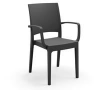 REDÒKASA Sedia con braccioli in polipropilene FLORA, MADE IN ITALY, impilabile, resistente ai raggi UV, design moderno, ideale per interno ed esterno (1, Ghisa - Con Braccioli)