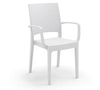 REDÒKASA Sedia con braccioli in polipropilene FLORA, MADE IN ITALY, impilabile, resistente ai raggi UV, design moderno, ideale per interno ed esterno (1, Bianco - Con Braccioli)