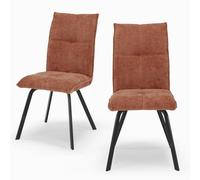 REDÒKASA Sedia imbottita per sala da pranzo LETIZIA, design moderno, gambe robuste in metallo, rivestimento in tessuto spesso e idrorepellente effetto tridimensionale (2, Terra)