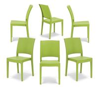REDÒKASA Sedia in polipropilene FLORA, MADE IN ITALY, impilabile, resistente ai raggi UV, design moderno, ideale per interno ed esterno (6, Verde lime - Senza Braccioli)