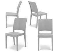 REDÒKASA Sedia in polipropilene FLORA, MADE IN ITALY, impilabile, resistente ai raggi UV, design moderno, ideale per interno ed esterno (4, Cemento - Senza Braccioli)