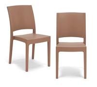 REDÒKASA Sedia in polipropilene FLORA, MADE IN ITALY, impilabile, resistente ai raggi UV, design moderno, ideale per interno ed esterno (2, Terracotta - Senza Braccioli)