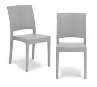 REDÒKASA Sedia in polipropilene FLORA, MADE IN ITALY, impilabile, resistente ai raggi UV, design moderno, ideale per interno ed esterno (2, Cemento - Senza Braccioli)