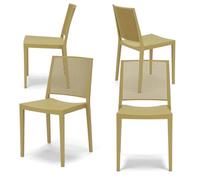 REDÒKASA Sedia in polipropilene PORTO, schienale traforato, impilabile, idrorepellente, anti UV, design moderno, ideale per sala da pranzo, cucina, bar, ristoranti, veranda o giardino (4, Senape)