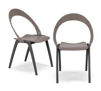 REDÒKASA Set 2 sedie da giardino o interno in tecnopolimero ORCHIDEA, 100% MADE IN ITALY, impilabile, design moderno ed ergonomico, struttura solida e duratura (2, Tortora)