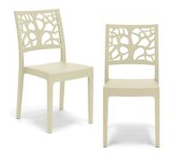 REDÒKASA Set 2 sedie in polipropilene TETI, impilabile, resistente ai raggi UV, design moderno, ideale per sala da pranzo, cucina, sala d’attesa, bar, ristoranti o giardino (2, Sabbia)