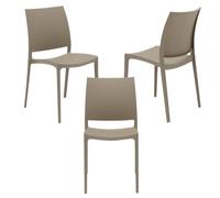 REDÒKASA Set 3 sedie in polipropilene MOON impilabile resistente ai raggi UV design moderno ideale per sala da pranzo, cucina, giardino, bar (Tortora, 3)