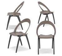 REDÒKASA Set 4 sedie da giardino o interno in tecnopolimero ORCHIDEA, 100% MADE IN ITALY, impilabile, design moderno ed ergonomico, struttura solida e duratura (4, Tortora)