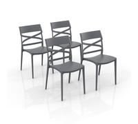 REDÒKASA Set 4 sedie in polipropilene FLOW made in Italy impilabile, resistente ai raggi UV, design moderno, ideale per sala da pranzo, cucina, bar, ristoranti o giardino (4, Grigio Metal)