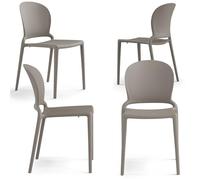 REDÒKASA Set 4 sedie in polipropilene JASMINE, impilabile, resistente ai raggi UV, design moderno, ideale per sala da pranzo, cucina, sala d’attesa, bar, ristoranti o giardino (Tortora)