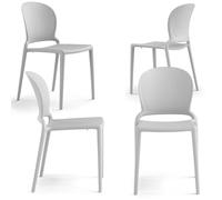 REDÒKASA Set 4 sedie in polipropilene JASMINE, impilabile, resistente ai raggi UV, design moderno, ideale per sala da pranzo, cucina, sala d’attesa, bar, ristoranti o giardino (Bianco)