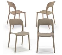REDÒKASA Set 4 sedie in polipropilene KATE, impilabile, resistente ai raggi UV, design moderno, ideale per sala da pranzo, cucina, sala d’attesa, bar, ristoranti o da esterno (Tortora, 4)
