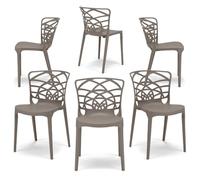 REDÒKASA Set 6 sedie in polipropilene ARMONIA, impilabile, resistente ai raggi UV, design moderno, ideale per sala da pranzo, cucina, sala d’attesa, bar, ristoranti o giardino (6, Tortora)