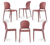 REDÒKASA Set 6 sedie in polipropilene JASMINE, impilabile, resistente ai raggi UV, design moderno, ideale per sala da pranzo, cucina, sala d’attesa, bar, ristoranti o giardino (Mattone, 6)