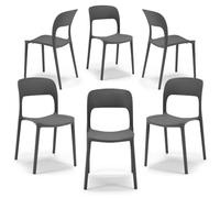 REDÒKASA Set 6 sedie in polipropilene KATE, impilabile, resistente ai raggi UV, design moderno, ideale per sala da pranzo, cucina, sala d’attesa, bar, ristoranti o da esterno (6, Antracite)