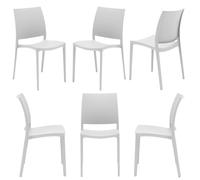 REDÒKASA Set 6 sedie in polipropilene MOON impilabile resistente ai raggi UV design moderno ideale per sala da pranzo, cucina, giardino, bar (Bianco, 6)