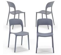 REDÒKASA Set di 4 Sedie in polipropilene KATE, impilabile, resistente ai raggi UV, design moderno, ideale per sala da pranzo, cucina, sala d’attesa, bar, ristoranti o da esterno (Grigio Asfalto)