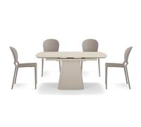 REDÒKASA Tavolo da pranzo 160x90 modello ATLANTIDE allungabile fino a 240 CM con top in grès ceramico per sala da pranzo, cucina e soggiorno (Marmo Travertino)