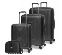REDOLZ carrello beauty case con scomparto per laptop Essentials 14 Trolley Set 4 -pezzi (S Exp. Front Pocket + Beauty Case) Black Metallic nero