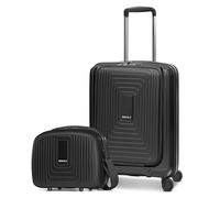 REDOLZ carrello beauty case con scomparto per laptop Essentials 14 Trolley With Front Pocket + Beauty Case Black Metallic nero