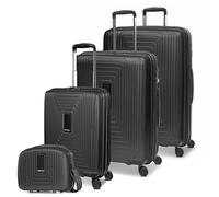 Redolz Set di valigie Essentials 14 a 4 ruote + beauty case 4 pezzi con piega elastica black metallic (TAS021034)