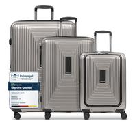 REDOLZ carrello con scomparto per laptop Essentials 14 Trolley Set 3 -pezzi (S Exp. Front Pocket) Coffee Grey Metallic grigio talpa