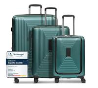 REDOLZ carrello con scomparto per laptop Essentials 14 Trolley Set 3 -pezzi (S Exp. Front Pocket) Pearl-Green Metallic verde
