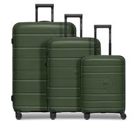 REDOLZ Essentials 11 + BC, Oliva, Kofferset+ (3-teilig) erweiterbar, Trolley rigido con ruote girevoli