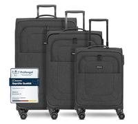 Redolz Essentials 12 THREE SET 4 ruote Set di valigie 3 pezzi con piega di espansione black2 (RD12375-2-01)