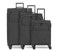 Redolz Essentials 12 THREE SET 4 ruote Set di valigie 3 pezzi con piega di espansione nero
