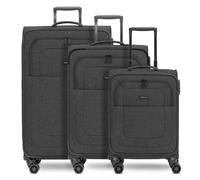 Redolz Essentials 12 THREE SET 4 ruote Set di valigie 3 pezzi con piega di espansione black2 (RD12375-2-01)