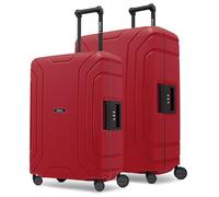 Redolz Essentials 15 Set di valigie a 4 ruote 2 pezzi con chiusura a tre punti rosso