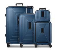 Redolz Set di valigie a 4 ruote Essentials14 Beautycase 4pcs con scomparto per laptop pieghevole ad espansione blu