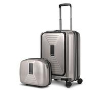 Redolz Set di valigie Essentials 14 2 pezzi trolley da cabina con piega elastica + beauty case color argento
