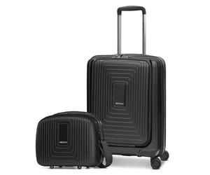 Redolz Set di valigie Essentials 14 2 pezzi trolley da cabina con piega elastica + beauty case nero