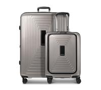 Redolz Set di valigie Essentials 14 a 4 ruote 2 pz. scomparto per laptop con piega elastica grigio