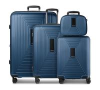 Redolz Set di valigie Essentials 14 a 4 ruote + beauty case 4 pezzi con piega elastica blu