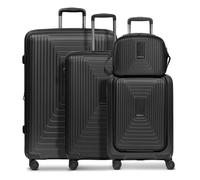 Redolz Set di valigie Essentials 14 a 4 ruote + beauty case 4 pezzi con piega elastica + scomparto per laptop black metallic (TAS021035)