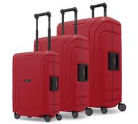 Redolz Set di valigie Essentials 15 a 4 ruote 3 pezzi con chiusura a tre punti rosso