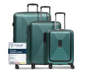 REDOLZ Set di valigie rigide 3 pezzi | S 55 cm con tasca laptop + M 66 cm + L 77 cm | Espandibili con soffietto | Ultra leggere | 4 ruote & TSA (Essentials 14)