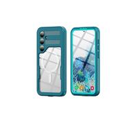 REDPEPPER Custodia magnetica per telefono compatibile con Samsung Galaxy S24+ IP68 Impermeabile Retro trasparente Multicolore Blu lago + Ciano