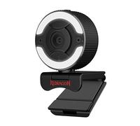 Redragon GW910 Webcam PC 1080P con doppio microfono, luce anulare regolabile, 360 Rotazione e copertura per la privacy, Webcam per computer 2.0 USB, 30 FPS per corsi online, videoconferenze, streaming