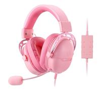Redragon H376 Aurora Wired Gaming Headset, Virtual 7.1 Surround, driver 40 mm, controllo in-line con modalità EQ, cuffie over-ear per PC/PS5/XBOX/NS, rosa
