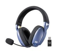 Redragon H878 - Cuffie da gioco wireless a 3 modalità con illuminazione blu - Leggere, suono surround 7.1 - driver da 40 mm - microfono rimovibile - per PC, switch, dispositivo mobile, nero e blu