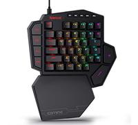 Redragon K585 DITI Tastiera da gioco meccanica RGB a una mano, tastiera da gioco professionale di tipo C con 7 tasti macro integrati, poggiapolsi staccabile, 42 tasti (Interruttore marrone), US LAYOUT